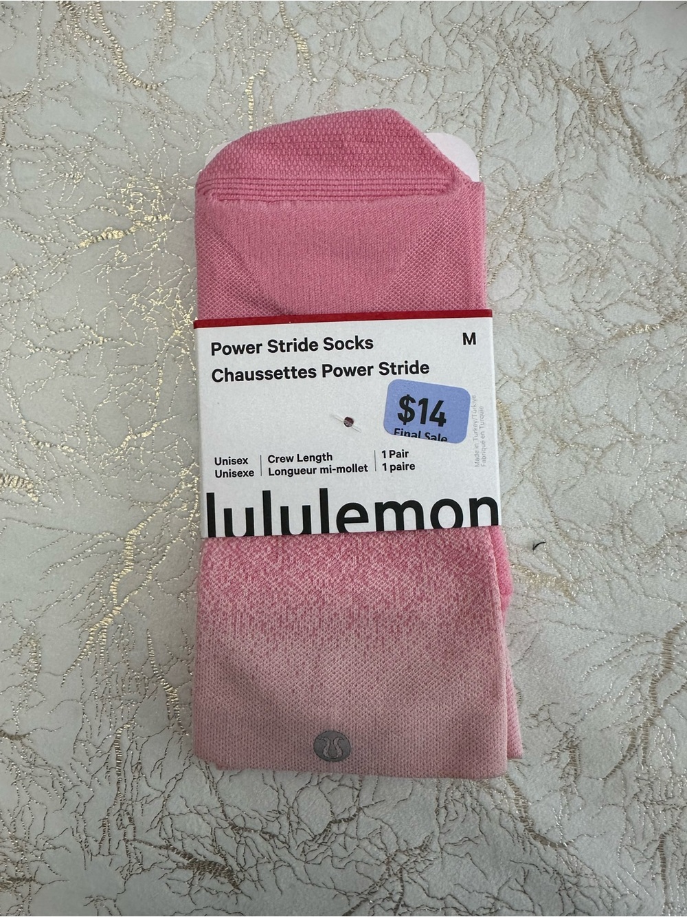 lululemon Power Stride Crew Socks - Pink (M)